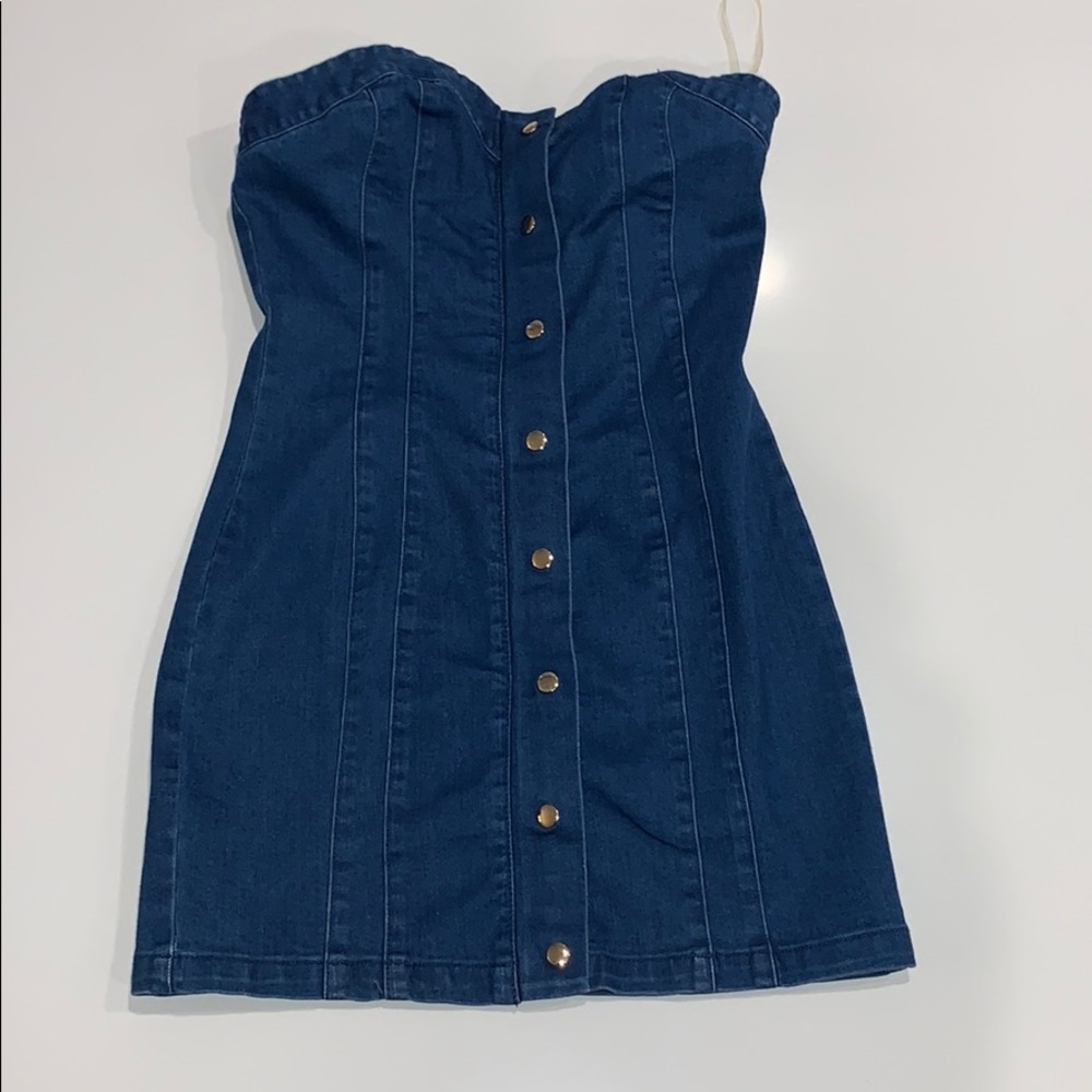 Strapless denim dress